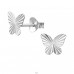 8 mm Butterfly Diamond Cut - 925 Sterling Silver Plain Ear Studs A4S51218