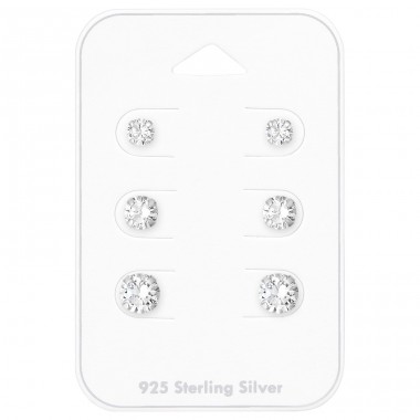 4Mm, 5mm And 6mm Round - 925 Sterling Silver Jewellery Sets A4S35240