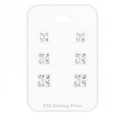 4 mm, 5 mm und 6 mm quadratisch - 925er Silber Schmucksets aus Silber A4S35242