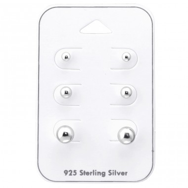 3, 4 And 6mm Silver Ball - 925 Sterling Silver Jewellery Sets A4S35246