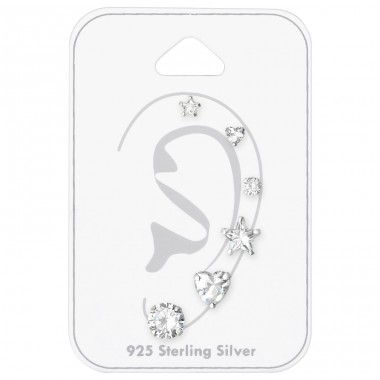 3 mm und 6 mm Sterne, Herzen und Runden - 925er Silber Schmucksets aus Silber A4S35250