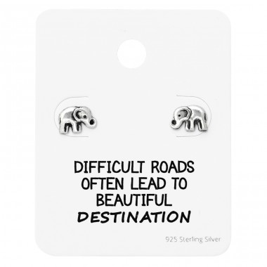 Elephant Ear Studs On Motivational Quote Card - 925 Sterling Silver Jewellery Sets A4S35892