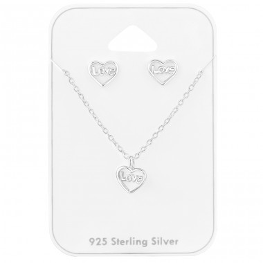 Love Srdcia na karte - Šperkové Striebro 925 Strieborné Sety A4S39800