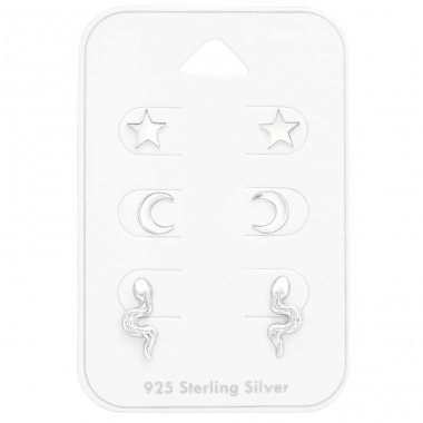 Stern, Mond und Schlange auf Karte – Schmucksets aus 925er Sterlingsilber A4S42026