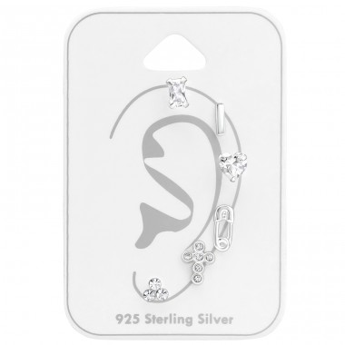 6x unique silver studs on card - 925 Sterling Silver Jewellery Sets A4S44234