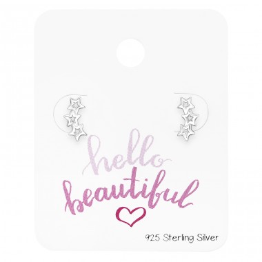 Triple Star on card - 925 Sterling Silver Jewellery Sets A4S45479