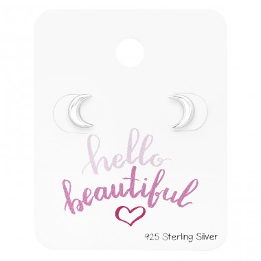 Crescent Moon studs on card - 925 Sterling Silver Jewellery Sets A4S45480