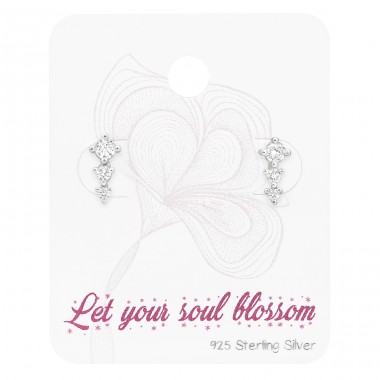 Tripple zirconia in line - 925 Sterling Silver Jewellery Sets A4S45484