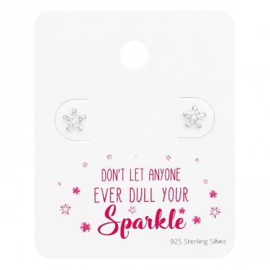 Stars ear studs on card - 925 Sterling Silver Jewellery Sets A4S45495