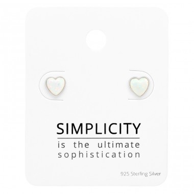 Heart Opal studs on card "Simplicity" - 925 Sterling Silver Jewellery Sets A4S45496