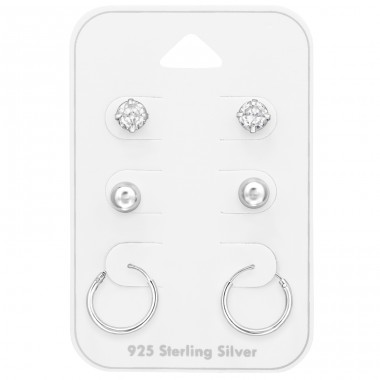 Kristall, Kugel und Reifen auf der Karte 5 mm Kugel, Reifen - 925Er Silber Schmucksets Aus Silber A4S49409