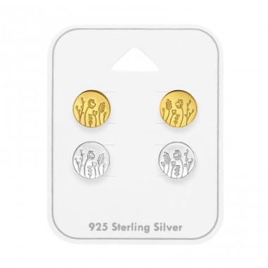 2 páry Okrúhle s kvetmi - Šperkové Striebro 925 Strieborné Sety A4S49750