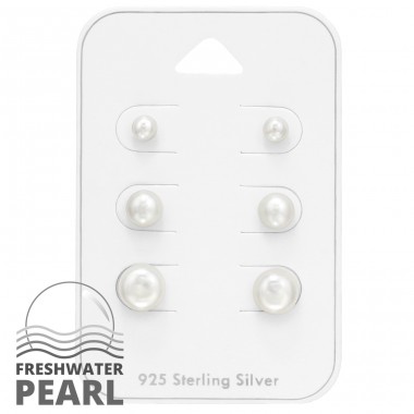 3x pearl earrings - 925 Sterling Silver Jewellery Sets A4S49754