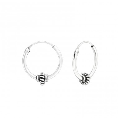 Strieborné 14mm Bali - Striebro 925 Bali kruhové Náušnice A4S14489