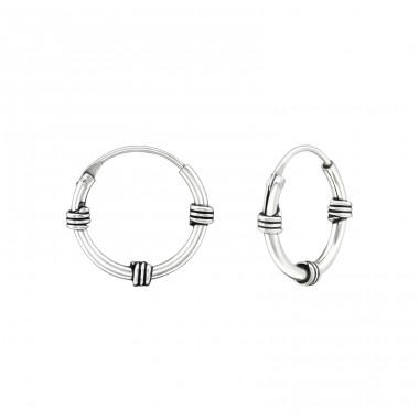 Bali Hoops 12mm - 925 Sterling Silver Bali Silver Hoops A4S15485