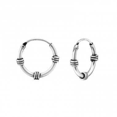 Strieborné 12mm Bali - Striebro 925 Bali kruhové Náušnice A4S15925