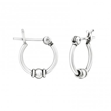 Strieborné 12mm Bali - Striebro 925 Bali kruhové Náušnice A4S16246