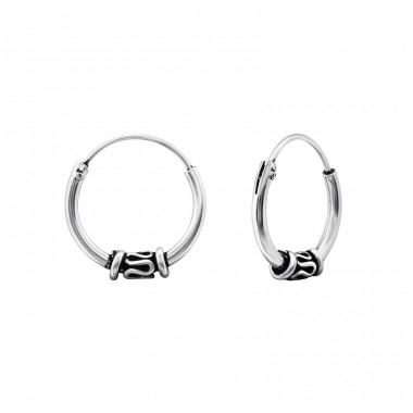 Strieborné 12mm Bali - Striebro 925 Bali kruhové Náušnice A4S16248