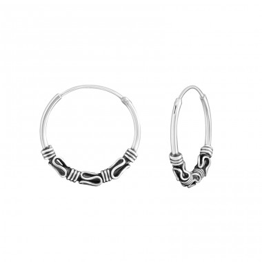 Strieborné 18mm Bali - Striebro 925 Bali kruhové Náušnice A4S1722