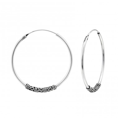 Strieborné 30mm Bali - Striebro 925 Bali kruhové Náušnice A4S1724