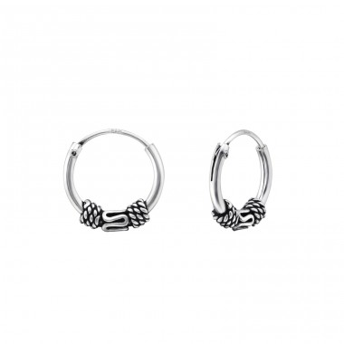 Strieborné 10mm Bali - Striebro 925 Bali kruhové Náušnice A4S1725