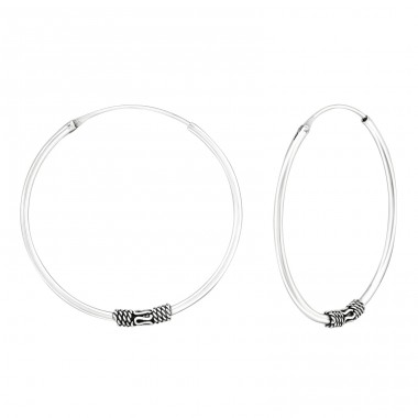 Strieborné 30mm Bali - Striebro 925 Bali kruhové Náušnice A4S1726