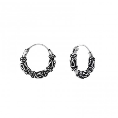 Strieborné 10mm Bali - Striebro 925 Bali kruhové Náušnice A4S1727