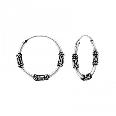 Strieborné 18mm Bali - Striebro 925 Bali kruhové Náušnice A4S1729
