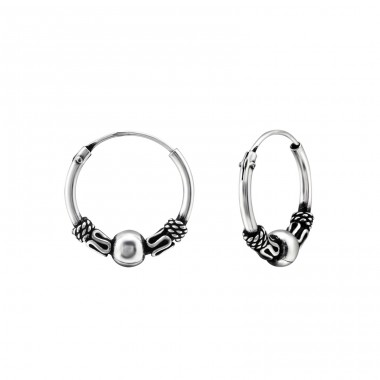 Strieborné 14mm Bali - Striebro 925 Bali kruhové Náušnice A4S1738