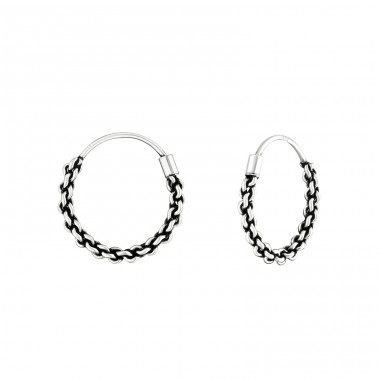 Strieborné 14mm Bali - Striebro 925 Bali kruhové Náušnice A4S18348