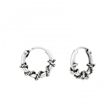 Strieborné 10mm Bali - Striebro 925 Bali kruhové Náušnice A4S18352