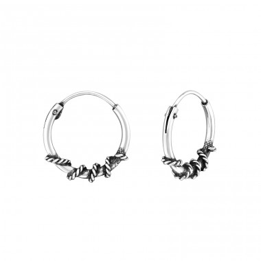 Strieborné 12mm Bali - Striebro 925 Bali kruhové Náušnice A4S18355