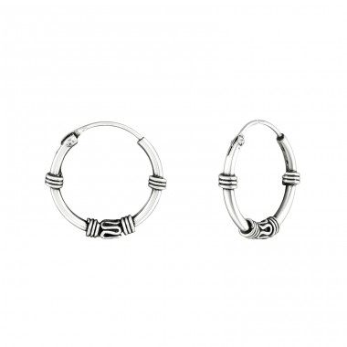 Strieborné 14mm Bali - Striebro 925 Bali kruhové Náušnice A4S20588