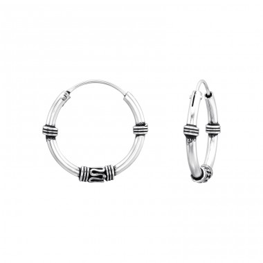 Bali - 925 Sterling Silver Bali Silver Hoops A4S20591