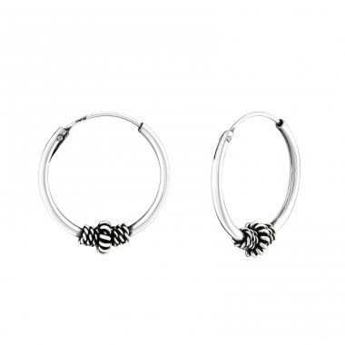 Strieborné 16mm Bali - Striebro 925 Bali kruhové Náušnice A4S20599