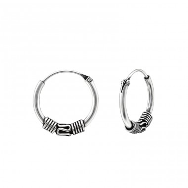 Strieborné 12mm Bali - Striebro 925 Bali kruhové Náušnice A4S20602