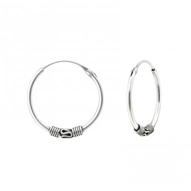 Strieborné 18mm Bali - Striebro 925 Bali kruhové Náušnice A4S20605