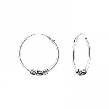 Strieborné 20mm Bali - Striebro 925 Bali kruhové Náušnice A4S20606