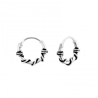 Strieborné 10mm Lano - Striebro 925 Bali kruhové Náušnice A4S22298
