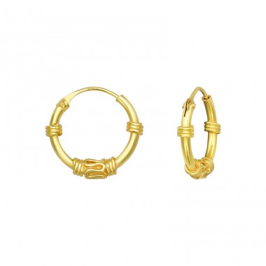 12mm Golden Bali rings  - 925 Sterling Silver Bali Silver Hoops A4S30437