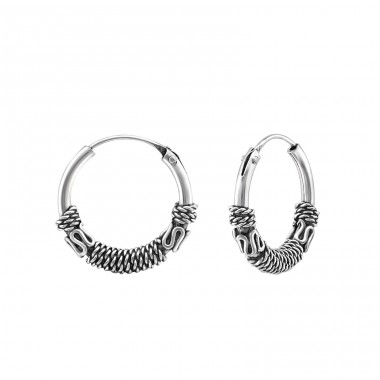 14Mm Bali - Striebro 925 Bali kruhové Náušnice A4S30765