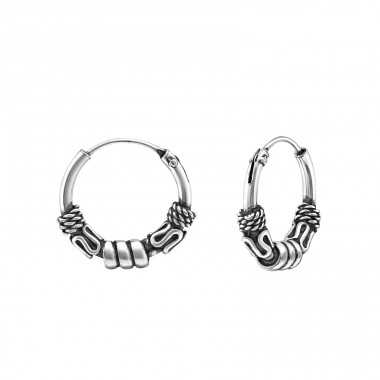 12mm Bali - 925 Sterling Silver Bali Silver Hoops A4S30766