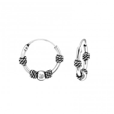 Bali 12mm - 925 Sterling Silver Bali Silver Hoops A4S31081