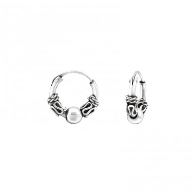10mm - 925 Sterling Silver Bali Silver Hoops A4S32392