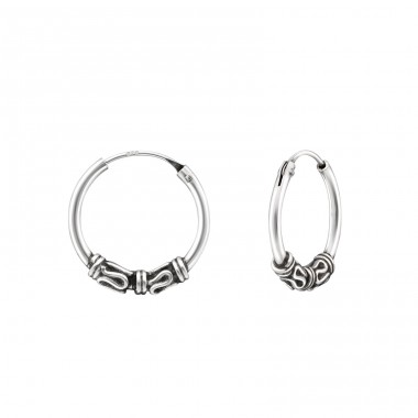 Bali 14 mm - 925 Sterling Silver Ear Hoops A4S34999