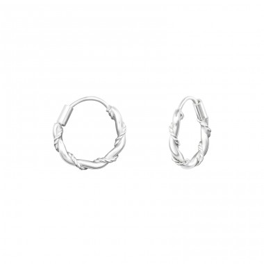 10mm Twisted - 925 Sterling Silver Bali Silver Hoops A4S35000