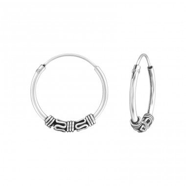 16 mm - 925 Sterling Silver Bali Silver Hoops A4S37086