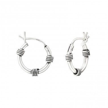 12mm - 925 Sterling Silver Bali Silver Hoops A4S37301