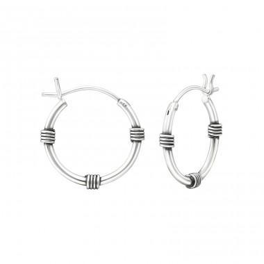 16mm - 925 Sterling Silver Bali Silver Hoops A4S37302