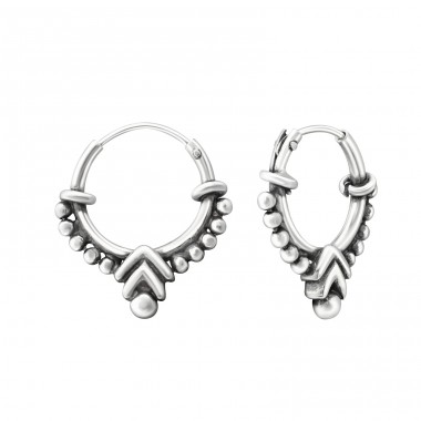 12mm - 925 Sterling Silver Bali Silver Hoops A4S37303